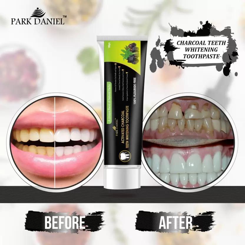 PARK DANIEL Natural Activated Charcoal Teeth Whitening Toothpaste - For Tobacco Stain, Tartar, Gutkha Stain and Yellow Teeth Removal | No Side Effect (100gm) Toothpaste  (100)